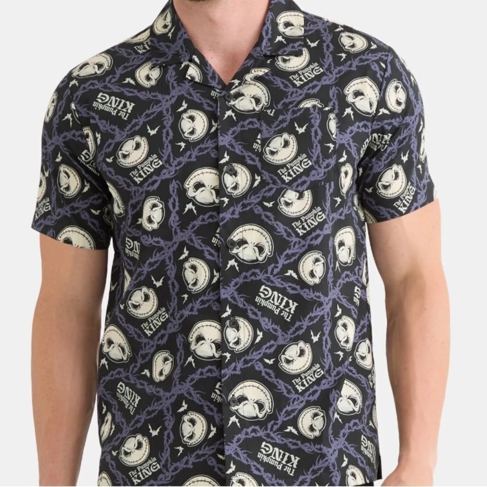 The Nightmare Before Christmas Button Up Short Sleeve Shirt Men’s Medium